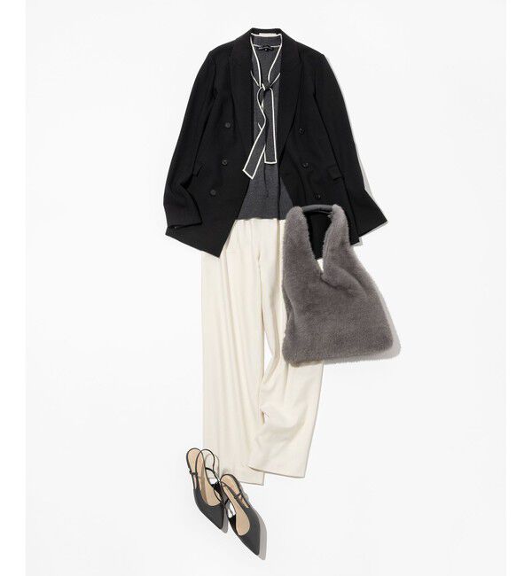 23区「【洗える】ウーステッドウール ボウタイ ニット」|ニット・セーター|