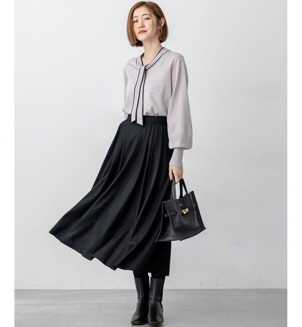 23区「【洗える】ウーステッドウール ボウタイ ニット」|ニット・セーター|