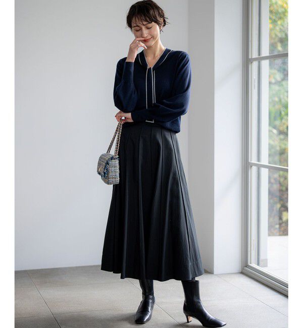 23区「【洗える】ウーステッドウール ボウタイ ニット」|ニット・セーター|