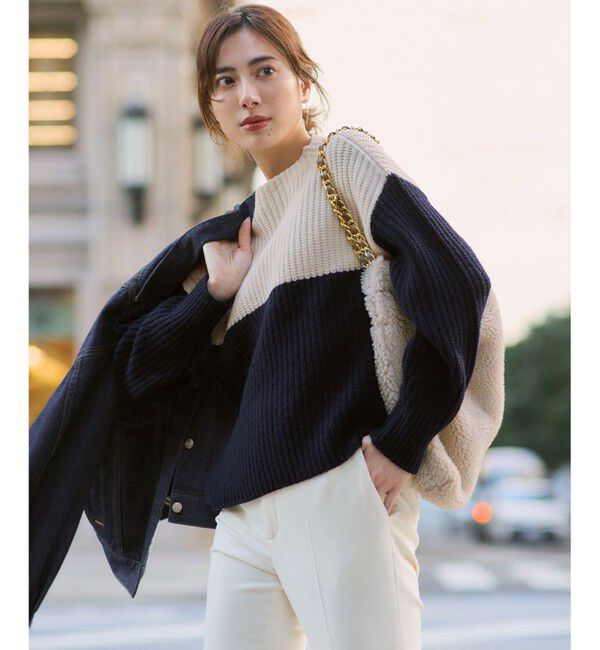 23区「【洗える】ウールカシミヤ カラーブロック バルキー ニット」|ニット・セーター|ﾗｲﾄﾍﾞｰ