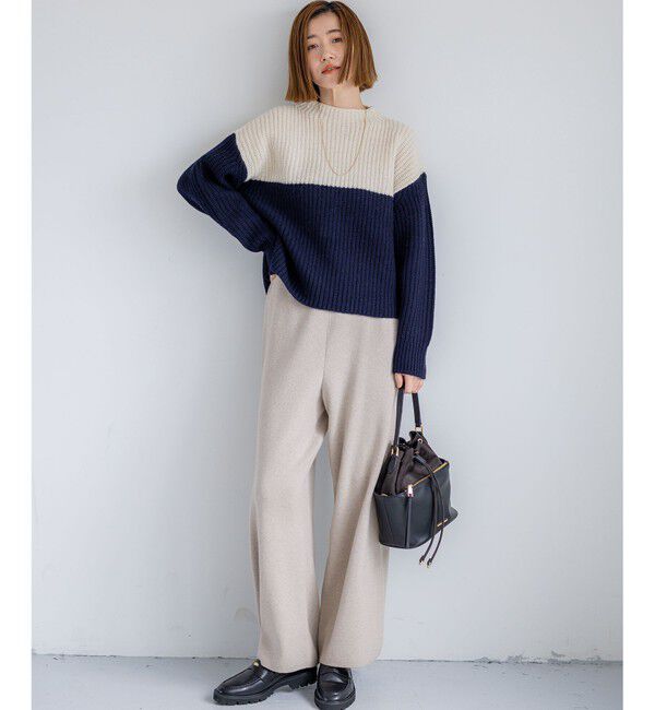 23区「【洗える】ウールカシミヤ カラーブロック バルキー ニット」|ニット・セーター|
