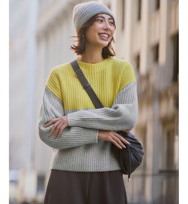 23区「【洗える】ウールカシミヤ カラーブロック バルキー ニット」|ニット・セーター|ﾚﾓﾝ&times;ﾗｲﾄ