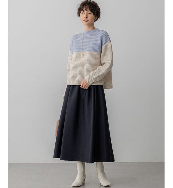 23区「【洗える】ウールカシミヤ カラーブロック バルキー ニット」|ニット・セーター|