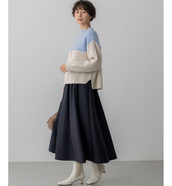 23区「【洗える】ウールカシミヤ カラーブロック バルキー ニット」|ニット・セーター|