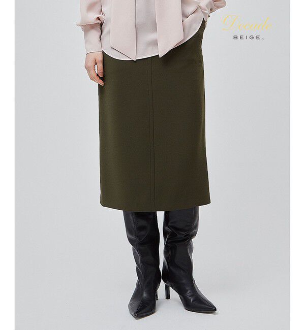 BEIGE,「【洗える】ALAINA / Iラインスカート」|スカート|Khaki