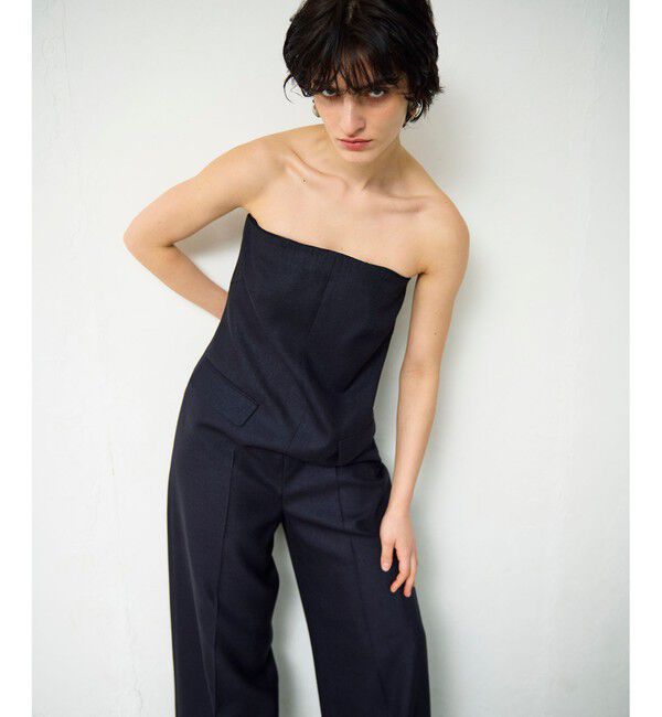 Grace Class「リネンタッチビスチェサロペ」|オールインワン|ネイビー