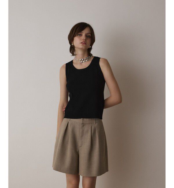  「Uネックリブニットトップ」|タンクトップ|