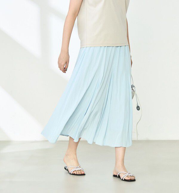 NOLLEY'S「ウォッシャブル割繊フレアスカート」|フレア|サックス