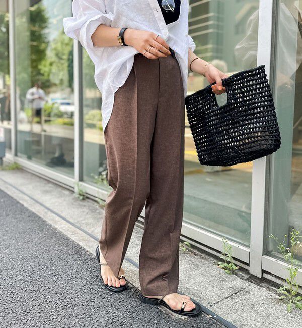 NOLLEY'S「【PR林☆別注カラーあり】ウォッシャブルツイルストレッチ愛されワイドパンツ」|その他|ブラウン