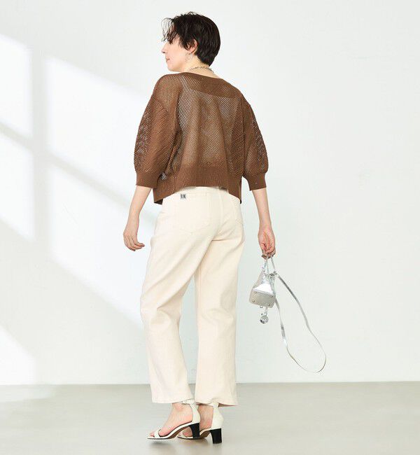 NOLLEY'S「《手洗い可能》スパンコールメッシュ5分袖カーディガン」|カーディガン|
