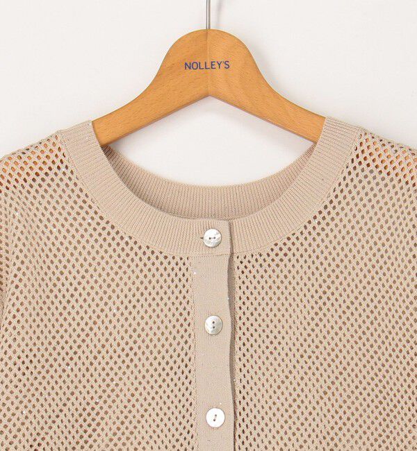 NOLLEY'S「《手洗い可能》スパンコールメッシュ5分袖カーディガン」|カーディガン|