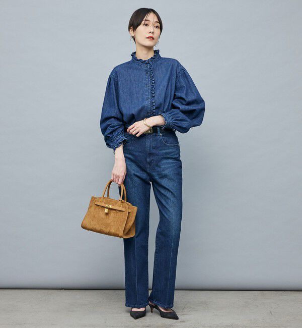 Rie Miller「【RM denim】フリルデニムブラウス」|シャツ・ブラウス|