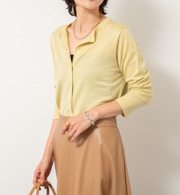 NOLLEY'S sophi「《アンサンブル対応》《手洗い可能》W混ラメクルーネックカーディガン」|カーディガン|