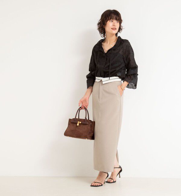 NOLLEY'S sophi「ドットフロッキーフリルネックブラウス」|シャツ・ブラウス|