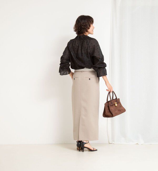 NOLLEY'S sophi「ドットフロッキーフリルネックブラウス」|シャツ・ブラウス|