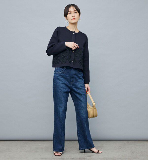 NOLLEY'S「レース付きクルーネックカーディガン」|カーディガン|