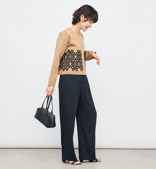 NOLLEY'S「レース付きクルーネックカーディガン」|カーディガン|