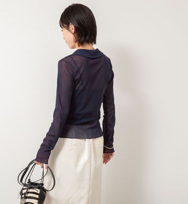 NOLLEY'S「チュール衿付きカットカーディガン」|カーディガン|