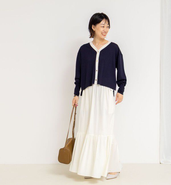 NOLLEY'S「《手洗い可能》《アンサンブル対応》18G天竺ゆったりVネックカーディガン」|カーディガン|