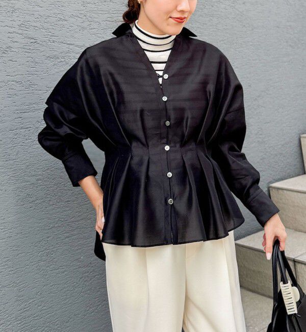 NOLLEY'S「【追加】ウォッシャブルシアースキッパータックブラウス」|シャツ・ブラウス|ブラック