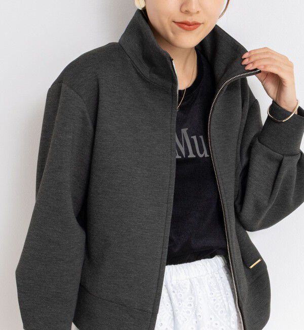 NOLLEY'S「《セットアップ対応》ウォッシャブルエアボールスタンドジップブルゾン」|ブルゾン・スタジャン|チャコールグレー
