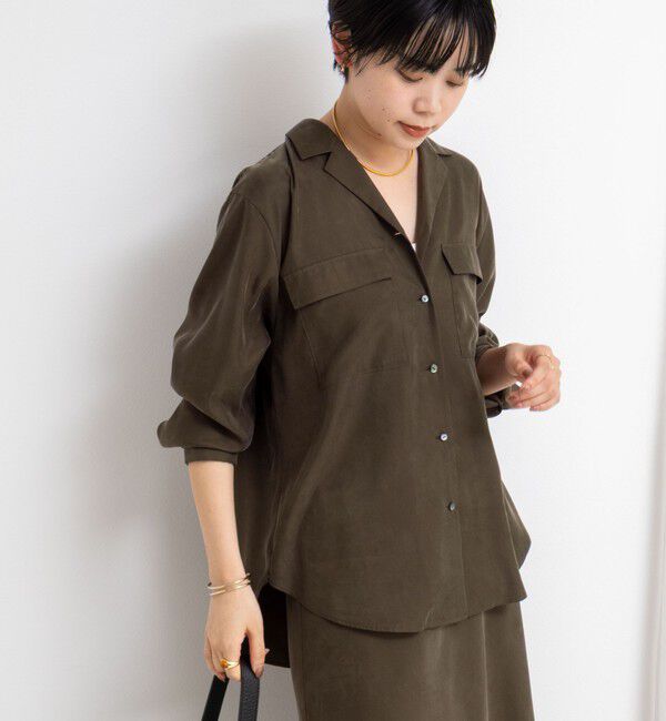 NOLLEY'S sophi「《セットアップ対応》ウォッシャブルフィブリルサテンオープンカラーシャツ」|シャツ・ブラウス|