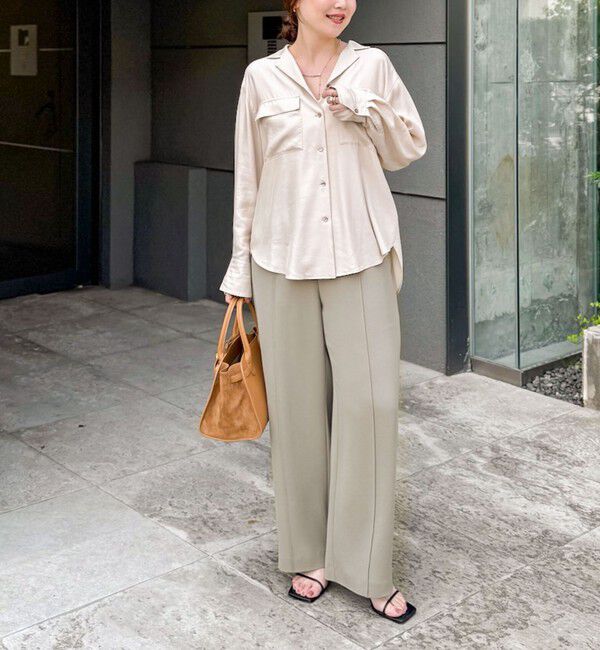 NOLLEY'S sophi「《セットアップ対応》ウォッシャブルフィブリルサテンオープンカラーシャツ」|シャツ・ブラウス|