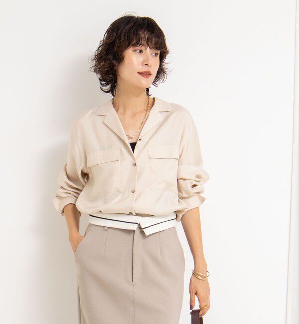 NOLLEY'S sophi「《セットアップ対応》ウォッシャブルフィブリルサテンオープンカラーシャツ」|シャツ・ブラウス|