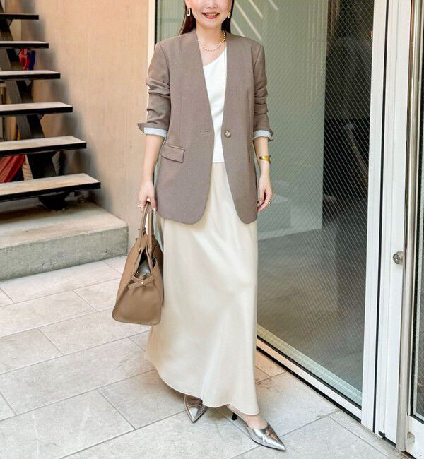 NOLLEY'S sophi「【WEB STAFF守屋☆別注】《セットアップ対応》ウォッシャブルソフトシャンブレーノーカラージャケット」|ノーカラージャケット|