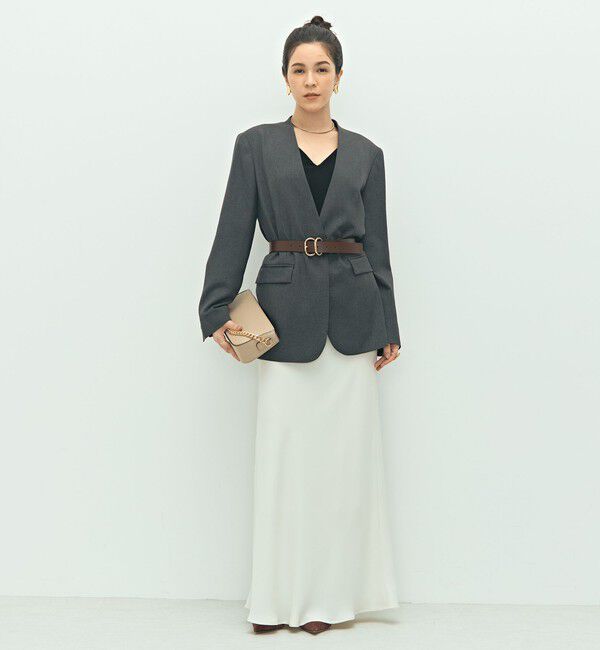 NOLLEY'S sophi「【WEB STAFF守屋☆別注】《セットアップ対応》ウォッシャブルソフトシャンブレーノーカラージャケット」|ノーカラージャケット|