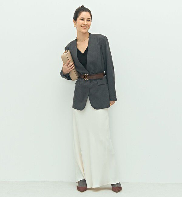 NOLLEY'S sophi「【WEB STAFF守屋☆別注】《セットアップ対応》ウォッシャブルソフトシャンブレーノーカラージャケット」|ノーカラージャケット|