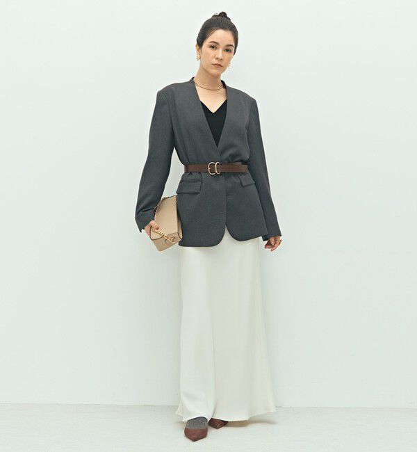 NOLLEY'S sophi「【WEB STAFF守屋☆別注】《セットアップ対応》ウォッシャブルソフトシャンブレーノーカラージャケット」|ノーカラージャケット|