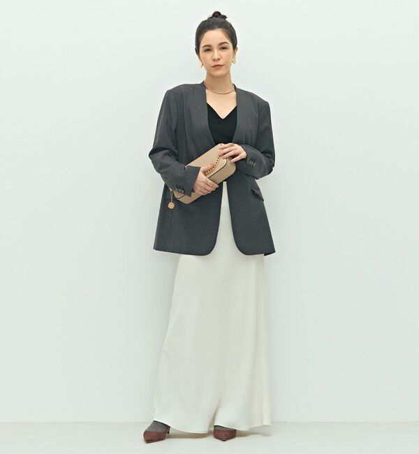 NOLLEY'S sophi「【WEB STAFF守屋☆別注】《セットアップ対応》ウォッシャブルソフトシャンブレーノーカラージャケット」|ノーカラージャケット|