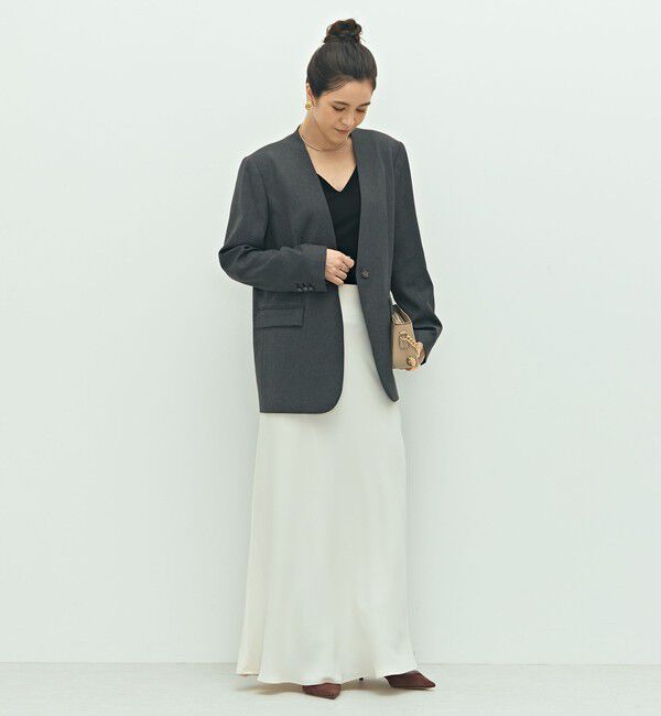 NOLLEY'S sophi「【WEB STAFF守屋☆別注】《セットアップ対応》ウォッシャブルソフトシャンブレーノーカラージャケット」|ノーカラージャケット|