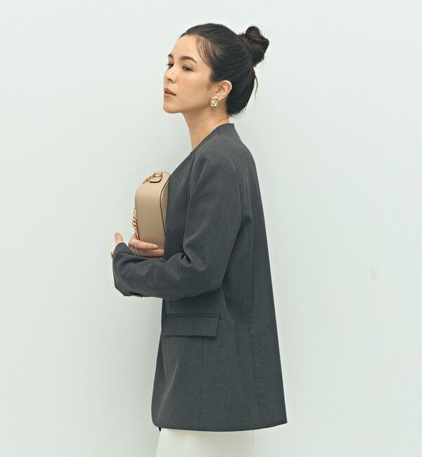 NOLLEY'S sophi「【WEB STAFF守屋☆別注】《セットアップ対応》ウォッシャブルソフトシャンブレーノーカラージャケット」|ノーカラージャケット|