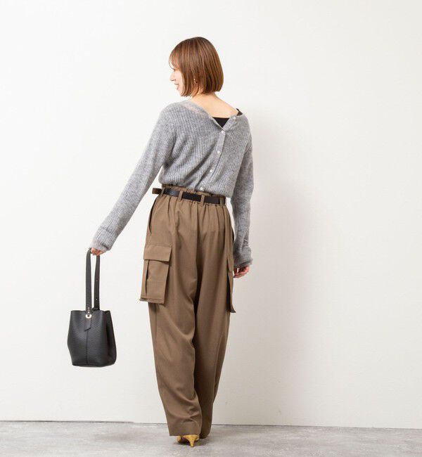 Rie Miller「シアーモヘヤ2WAYリブボートネックカーディガン」|カーディガン|