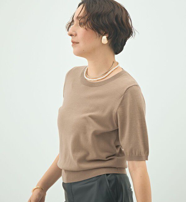 NOLLEY'S sophi「《アンサンブル対応》《手洗い可能》ウール100％5分袖プルオーバーニット」|ニット・セーター|