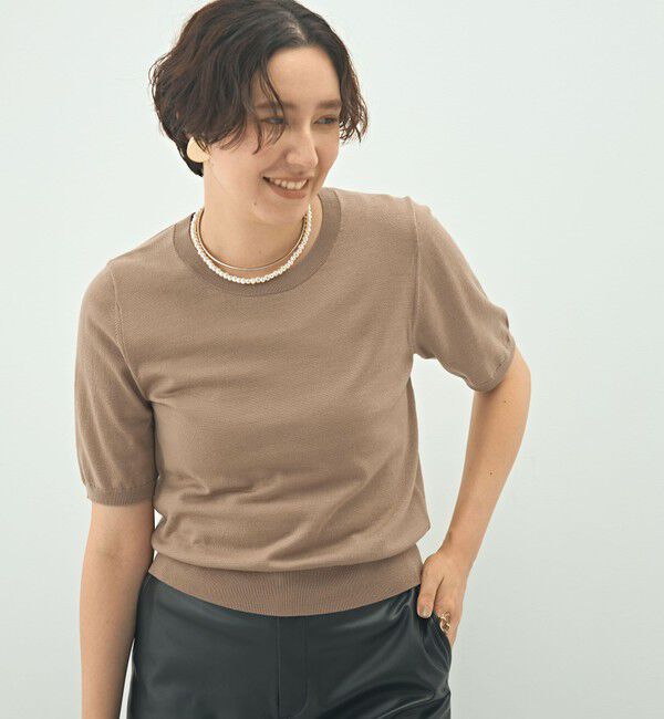 NOLLEY'S sophi「《アンサンブル対応》《手洗い可能》ウール100％5分袖プルオーバーニット」|ニット・セーター|