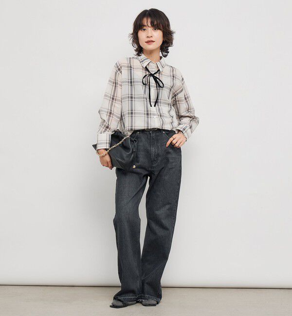 NOLLEY'S「ウォッシャブルリボン付きチェックシャツ」|シャツ・ブラウス|