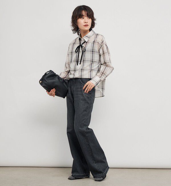 NOLLEY'S「ウォッシャブルリボン付きチェックシャツ」|シャツ・ブラウス|