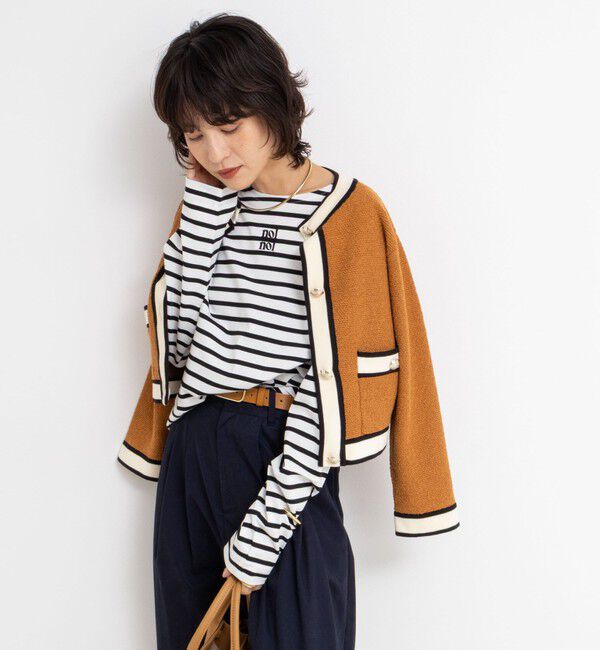 NOLLEY'S「nolnolウォッシャブルMVSシルケットボーダーT」|Tシャツ・カットソー|