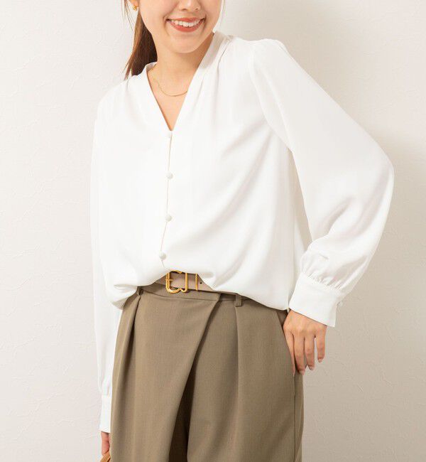 NOLLEY'S sophi「ウォッシャブルジョーゼットVネックブラウス」|シャツ・ブラウス|