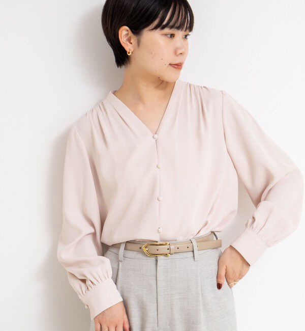 NOLLEY'S sophi「ウォッシャブルジョーゼットVネックブラウス」|シャツ・ブラウス|