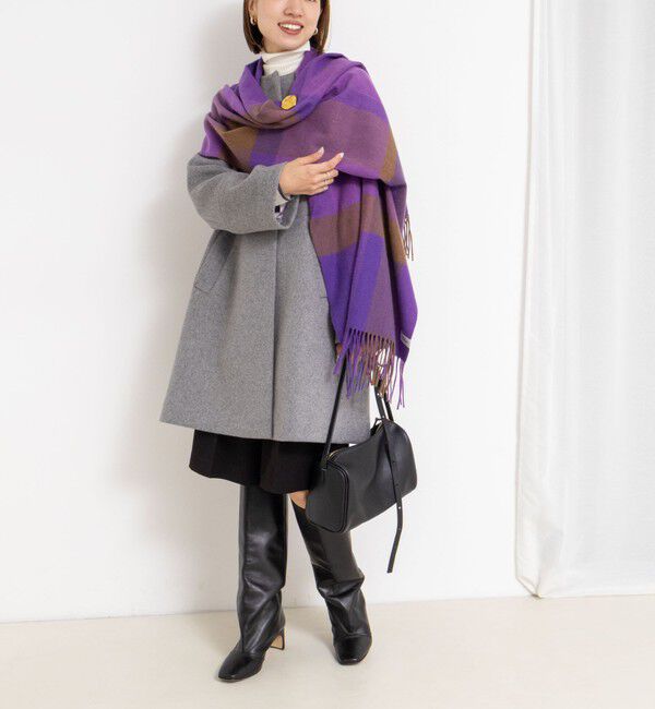 NOLLEY'S「ブローチ付きAラインノーカラーコート」|ノーカラーコート|