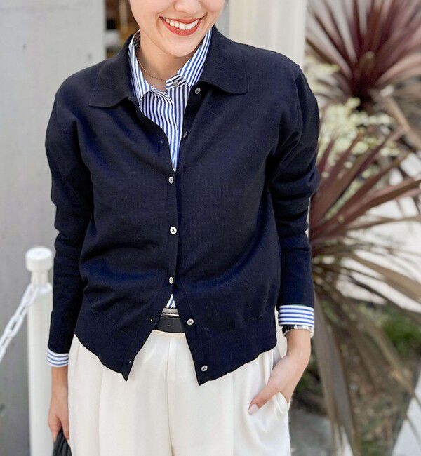 NOLLEY'S「《手洗い可能》16Gマレー襟付きカーディガン」|カーディガン|