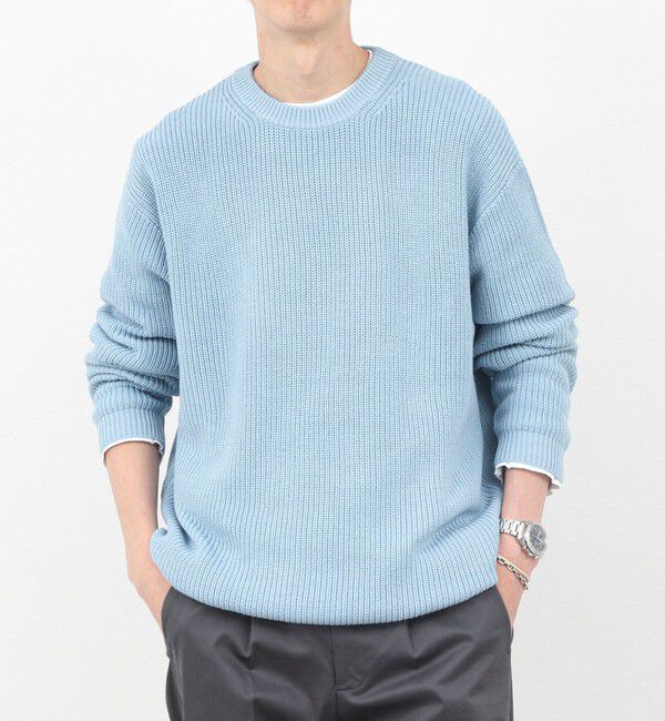 NOLLEY'S goodman「《2点セット》ウォッシャブル/抗菌加工 片畦7Gプルオーバー(ロンT付) 25AW」|ニット・セーター|サックス