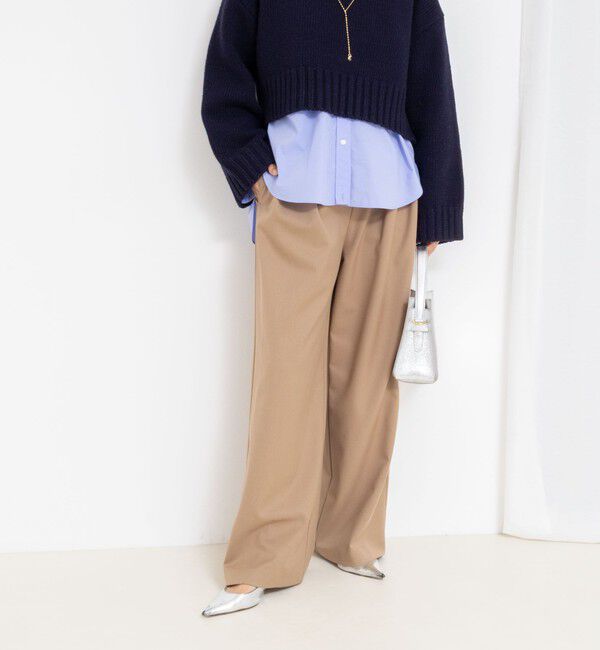 NOLLEY'S sophi「《セットアップ対応》ウォッシャブルウール混ツイルハイウエストワイドパンツ」|その他|