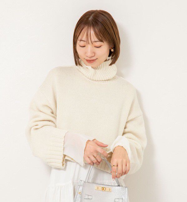 NOLLEY'S sophi「ブライト紡毛サイドジップショート丈タートルネック」|ニット・セーター|