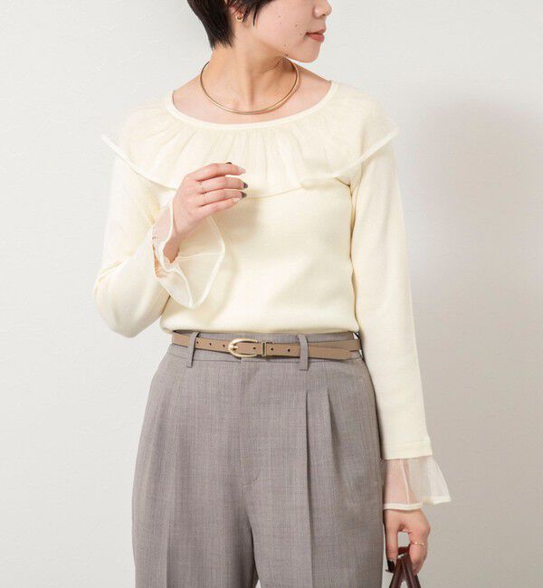 NOLLEY'S sophi「《手洗い可能》シアーフリル総針プルオーバー」|ニット・セーター|