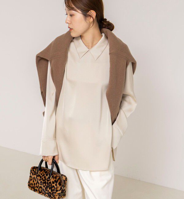 NOLLEY'S「ウォッシャブルNEWオトナサテン襟付きブラウス」|シャツ・ブラウス|